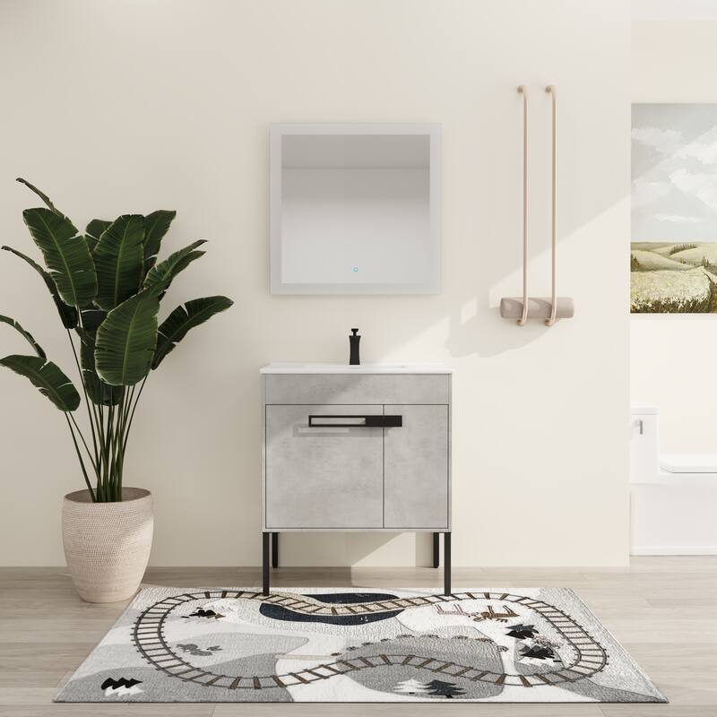 Malwee 24"/30"/36" FreeStanding Bathroom Vanity, Floor Stand Bathroom Vanity with Ceramic Top,Soft Close Door