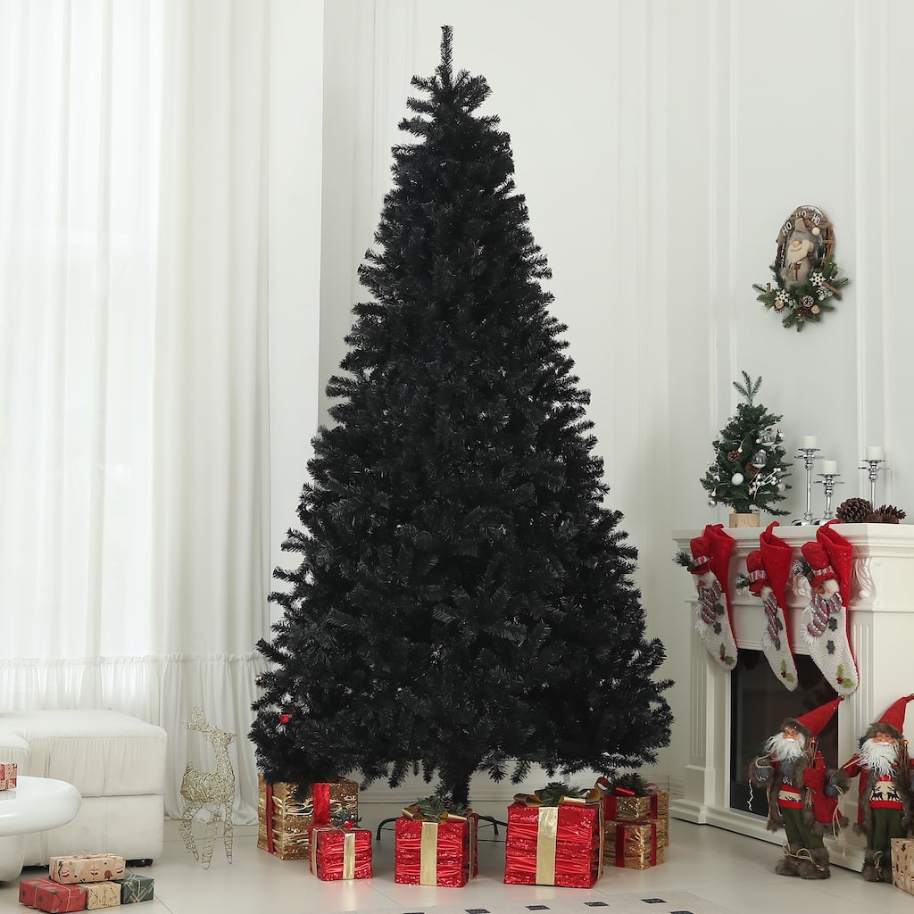 9ft Unlit Artificial Christmas Tree with Auto-Open Design and Steel Base