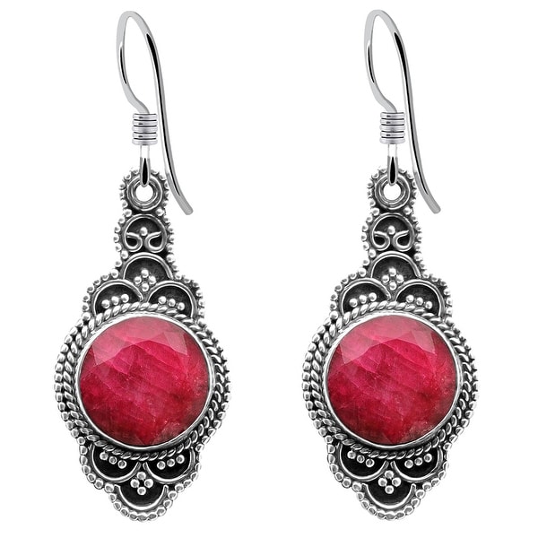 Multi Color Gemstones Sterling Silver Round Dangle Earrings by Orchid Jewelry. Opens flyout.