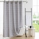 preview thumbnail 4 of 39, No Hooks Linen Textured Geometric Tassels Shower Curtain with Snap-in Liner