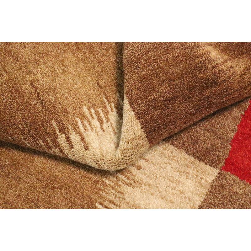 Hand Knotted Oriental 100% Wool Carpet Modern Modern Brown Gabbeh Area Rug - 7' 10'' X 5' 7''