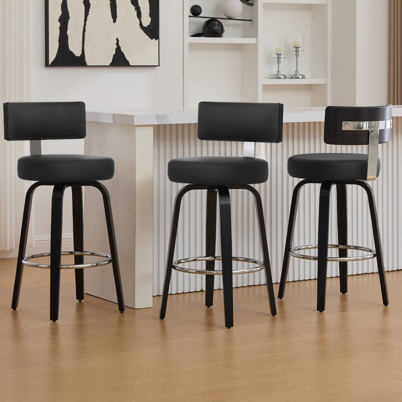 Upholstered Swivel Counter/ Bar Stools with T-Shaped Backrest