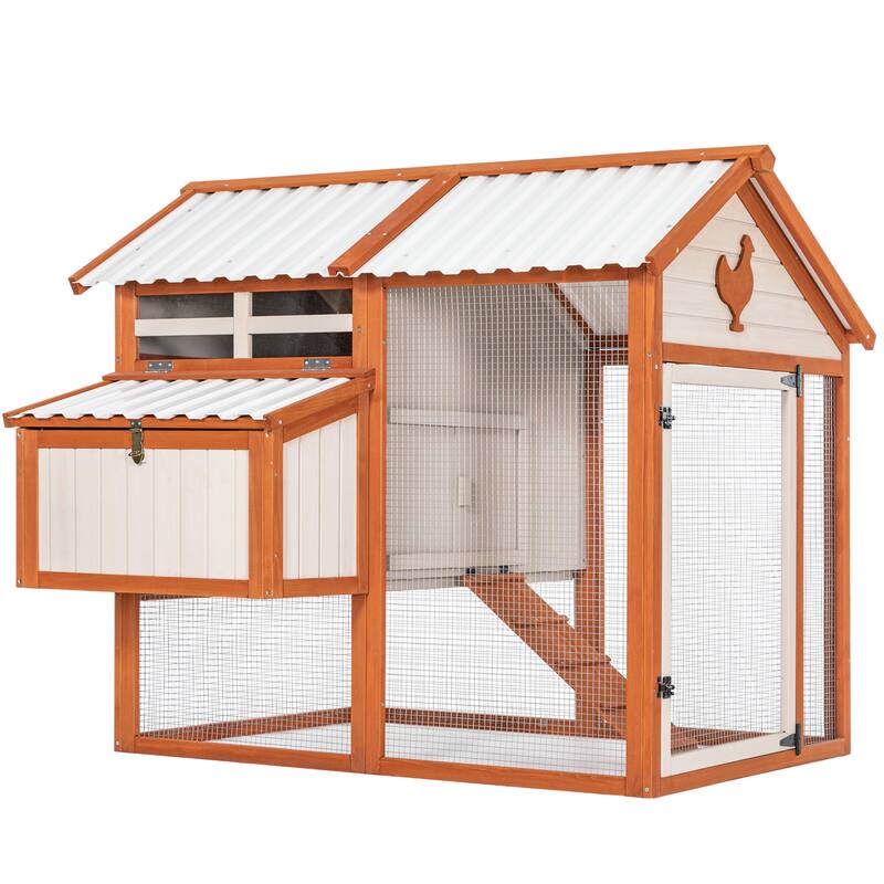 Weatherproof outdoor chicken coop with waterproof PVC roof
