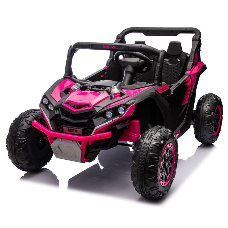 Electric Vehicle for Kids with Parent Remote Control, Ride on Car with Seat Belt, Pink Off-Road Vehicle with Battery Indicator
