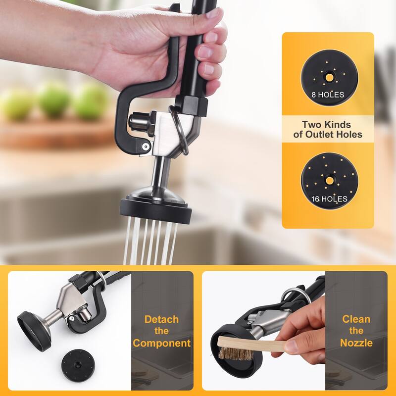 WOWOW Pull Down Sprayer Commeicial Faucet with Pre-Rinse Sprayer