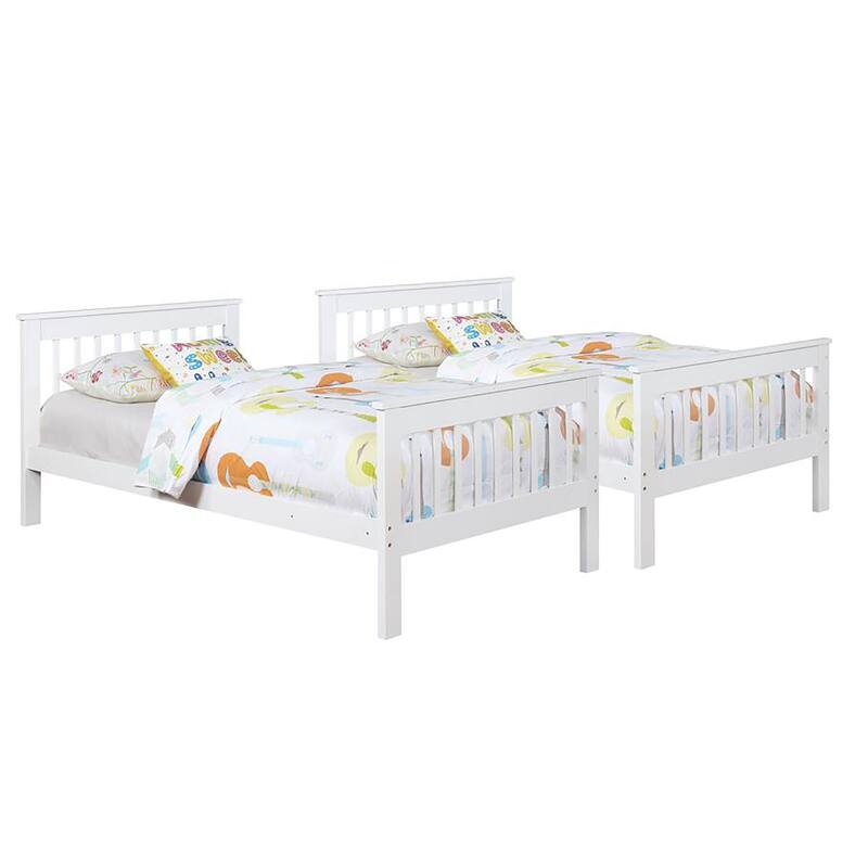 Solid Pinewood Bunk Bed Frame with Built In Ladder and Sturdy Guardrail, Twin Size Detachable Bunk Bed, Wood Slats Support