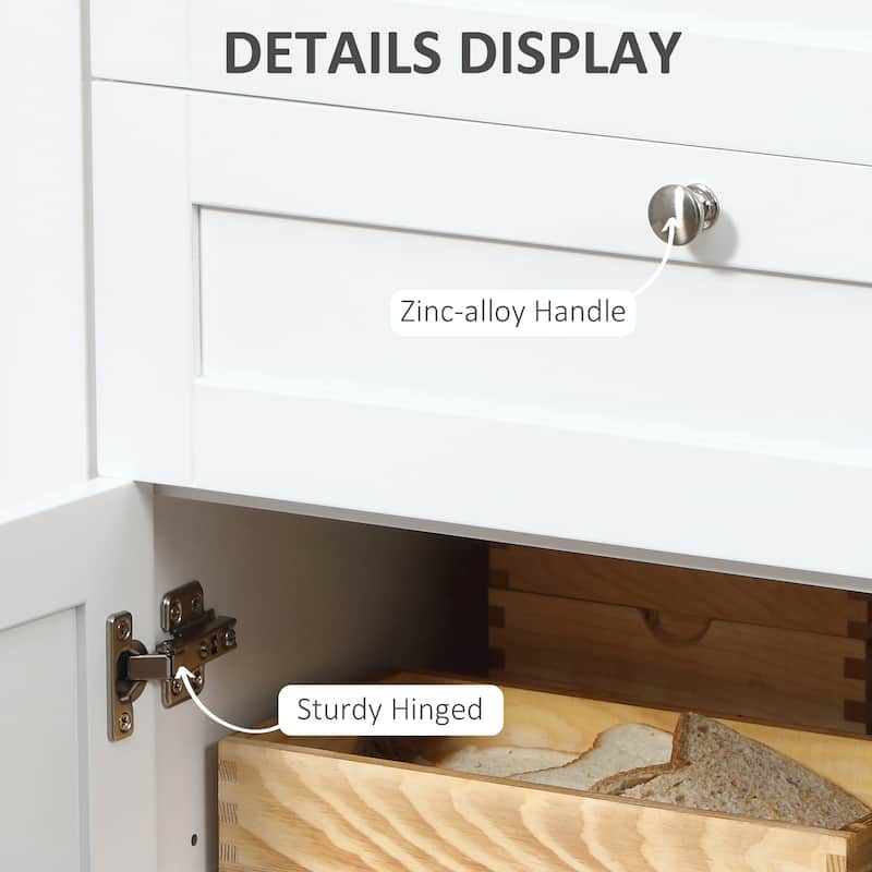 HOMCOM 47" Modern Buffet Cabinet, Storage Sideboard with Glass Door, Pull-Out Drawers and Adjustable Shelving for Kitchen