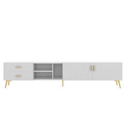 Modern TV Stand with 5 Champagne legs - Durable, stylish, spacious, versatile storage TVS up to 77"