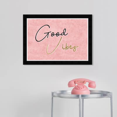 Wynwood Studio Prints Typography and Quotes Good Vibes Only Pink and Metallic Gold Glam Wall Art Canvas Print