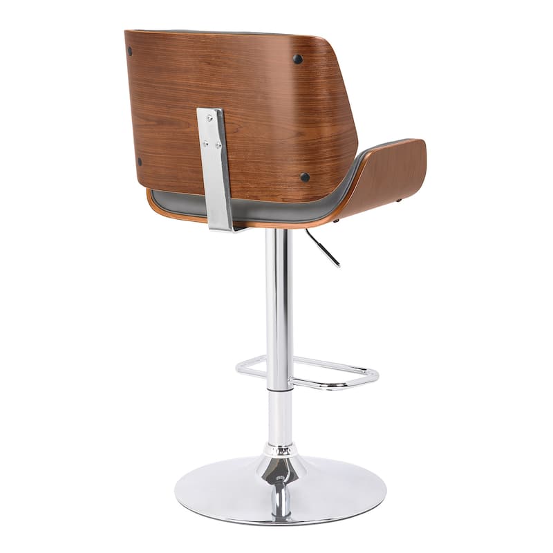 Gray Upholstered Chrome Base Adjustable Bar Stool - 46" x 20" x 19"