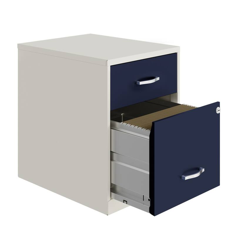 Space Solutions 18" Deep 2 Drawer Letter Width Vertical File Cabinet with Accessory Drawer - Blue/Multi