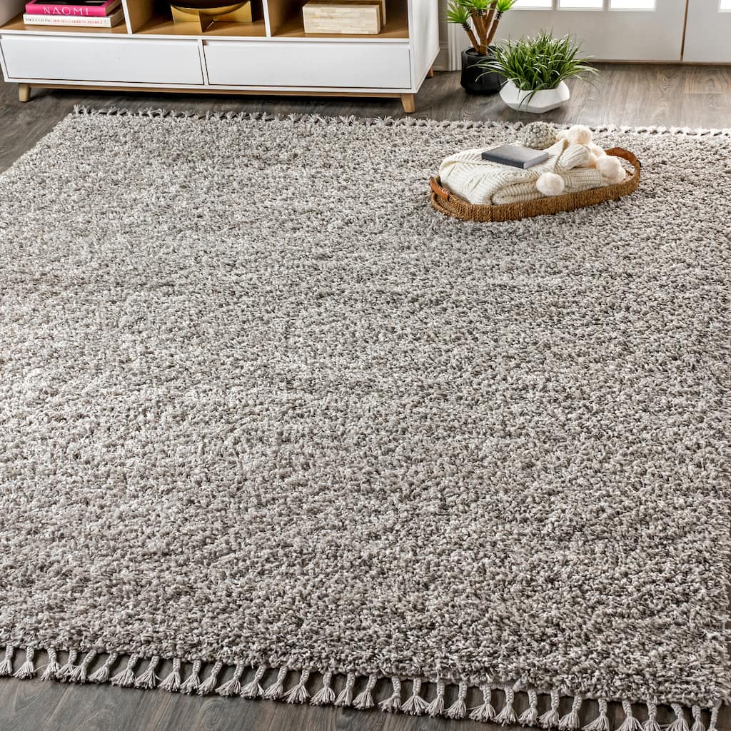 JONATHAN Y Modern Shag Plush Tassel Area Rug