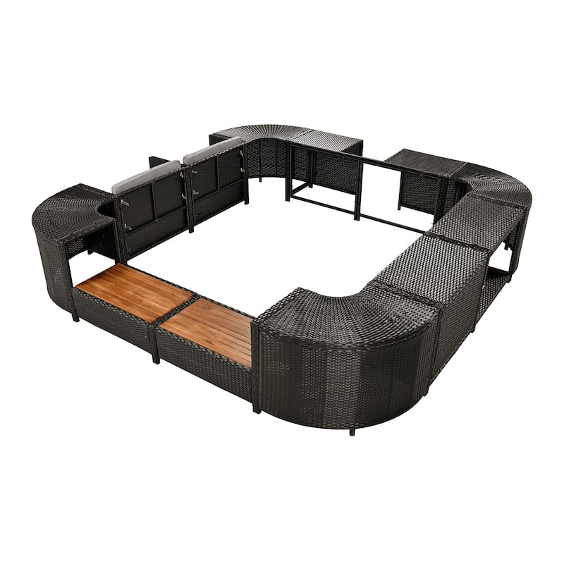 Outdoor Rattan Sectional Sofa Set with Mini Sofa