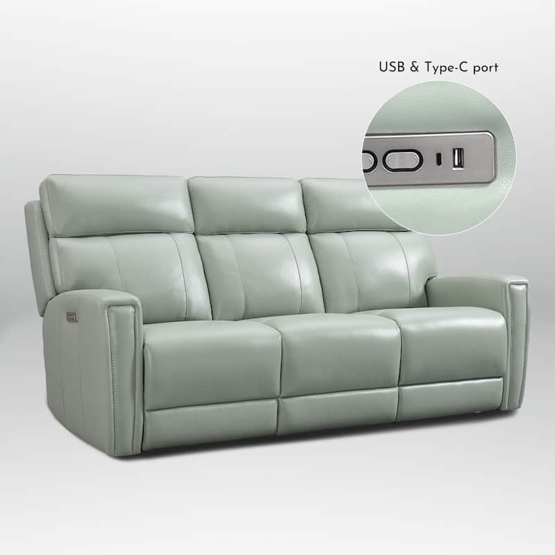 81.5'' Genuine Leather Zero Gravity Power Recliner Sofa with Power Headrest, USB&USB-C Port