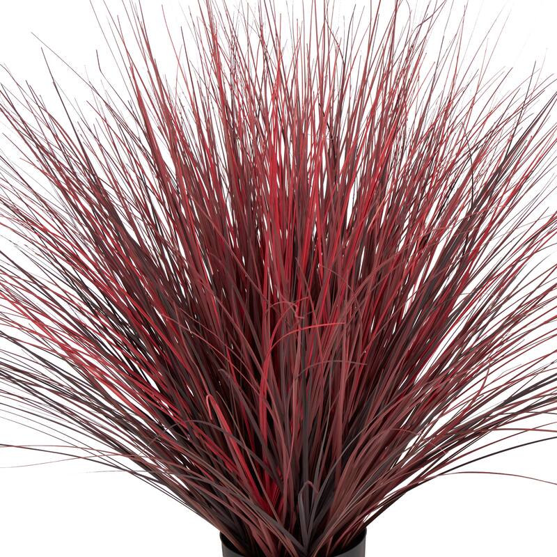 Green or Red Faux Foliage Onion Grass Artificial Plant with Black Plastic Pot