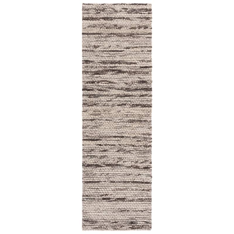 Lauren Ralph Lauren Handmade Matty Contemporary Wool Rug - 2'3" x 8' Runner - Beige/Grey