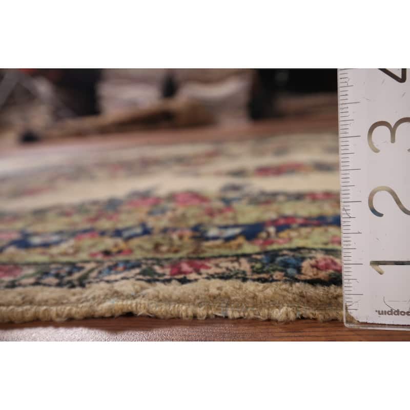 Vegetable Dye Kerman Vintage Persian Area Rug Hand-Knotted Wool Carpet - 4'0" x 7'1"