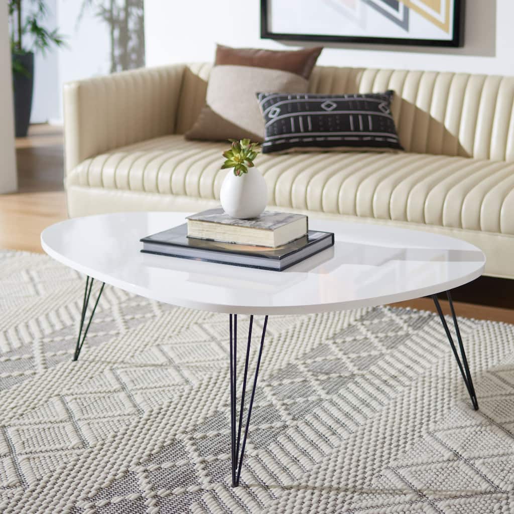 SAFAVIEH Mid-Century Wynton White/ Black Lacquer Coffee Table - 44"W x 32"D x 16"H