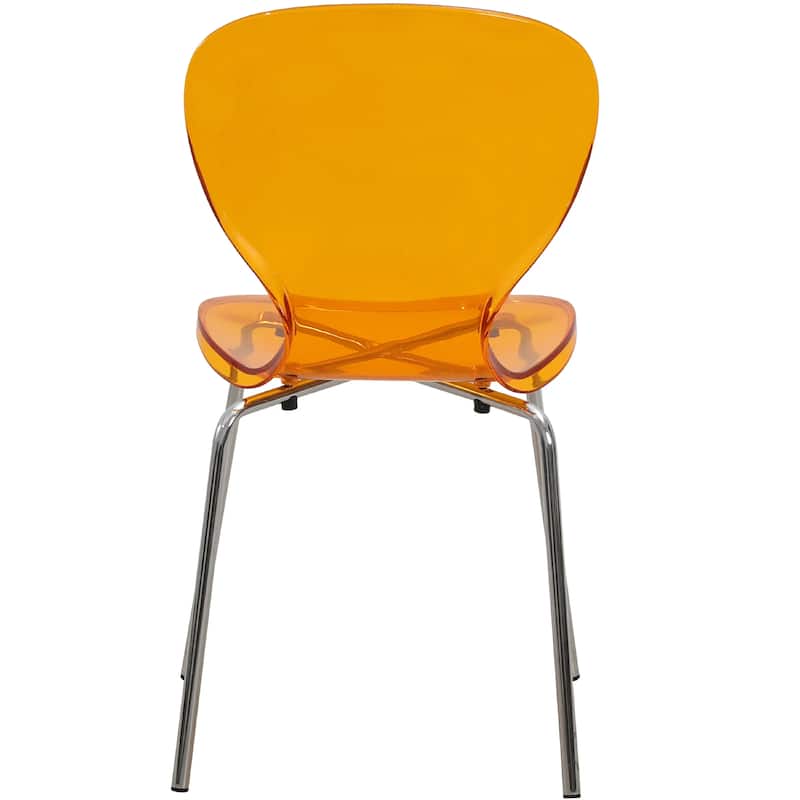 Oyster Modern Ergonomic Transparent Stackable Dining Side Chair with X Shaped Frame Rounded Seat Edge for Indoor Outdoor Use