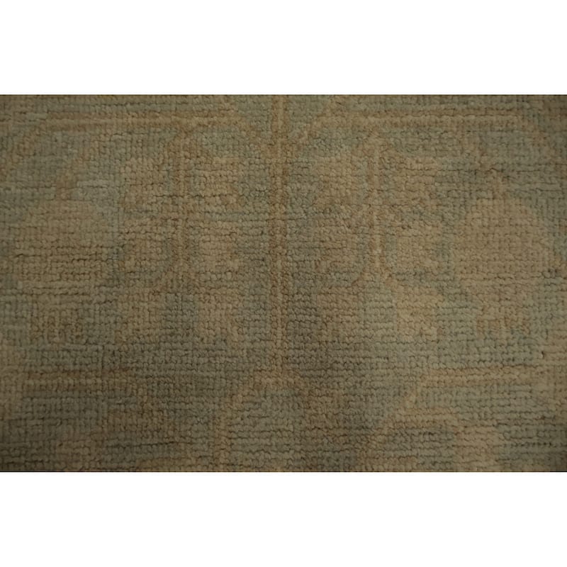 Hand Knotted Oriental 100% Wool Carpet Transitional Floral Beige & Ivories Oushak Runner Rug - 9' 6'' X 2' 8''