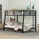 preview thumbnail 10 of 16, Metal Bunk Bed with 2 Side Ladders and Full-Length Guardrail Full XL over Queen - Black