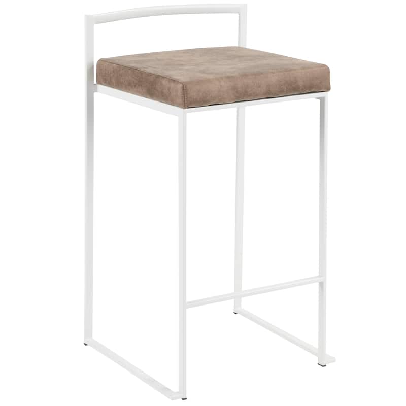Porch & Den Forrest White Stackable Fully Welded Counter Stool (Set of 3)