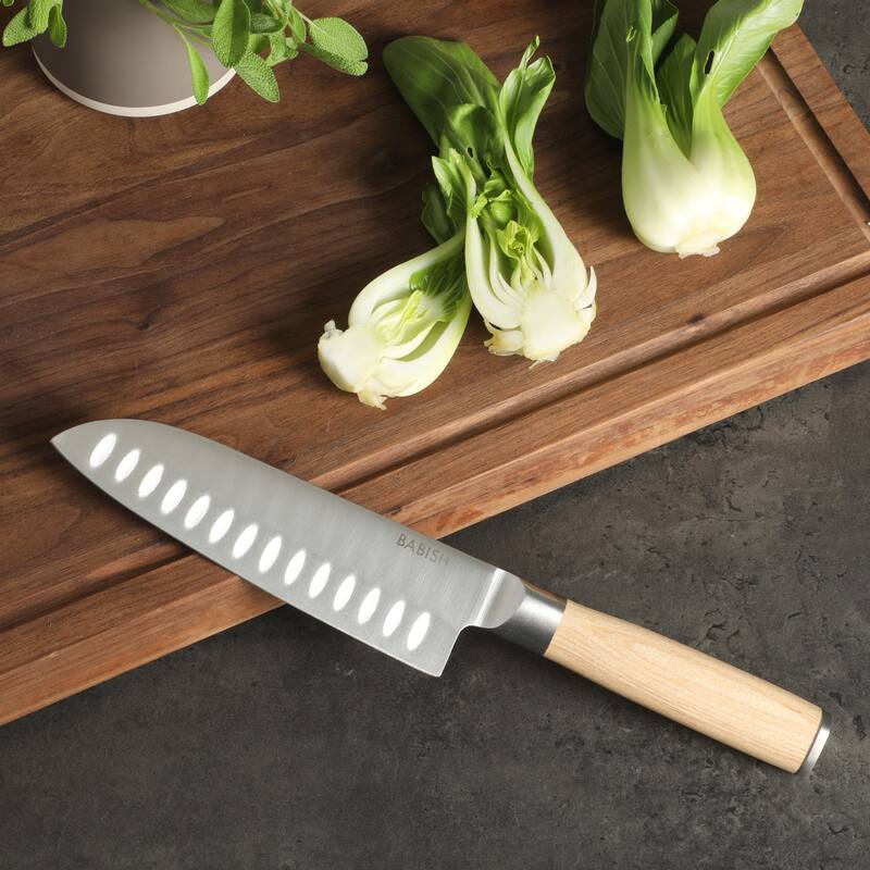 Babish High Carbon 1.4116 German Steel Full Tang 6.5-Inch Santoku Knife - for Chopping, Slicing, Dicing & Precision Prep