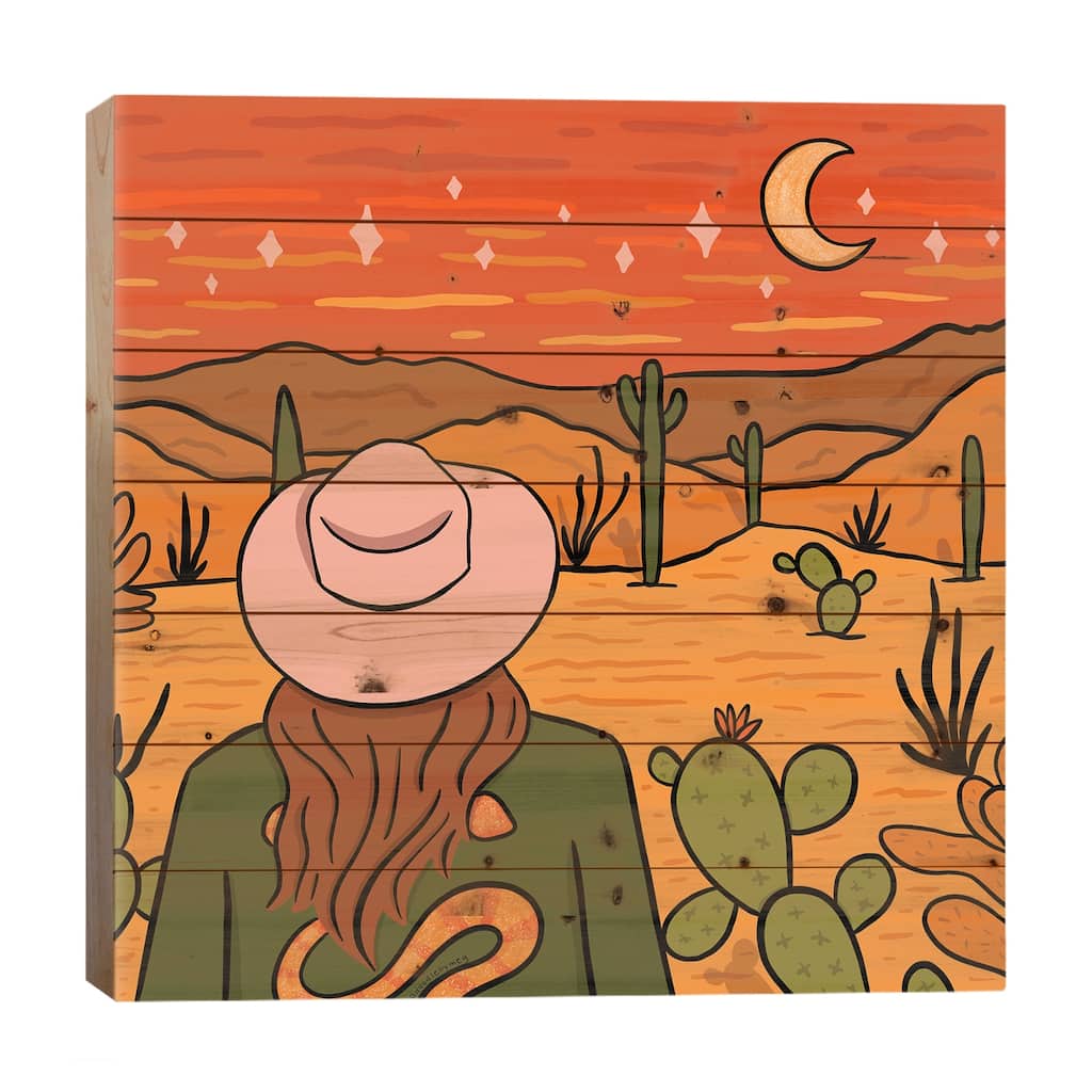 Desert Girl Print On Wood by Doodle By Meg - Multi-Color