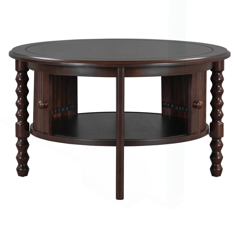 Vintage Round Coffee Table with Practical Storage for Various Rooms
