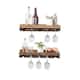 Rustic Luxe Solid Wood Wall Mounted Wine Glass Rack, Set of Two - 24W - Dark Walnut