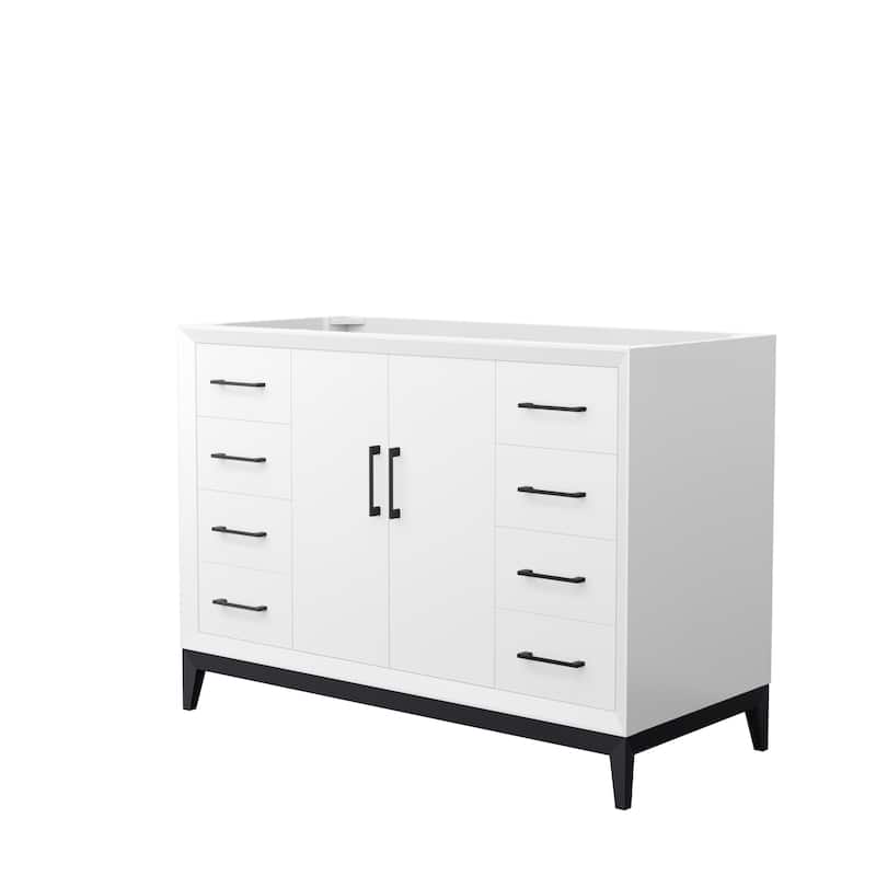 Amici Single Bathroom Vanity Cabinet - 48-Inch Single - White, Matte Black Trim, No Top