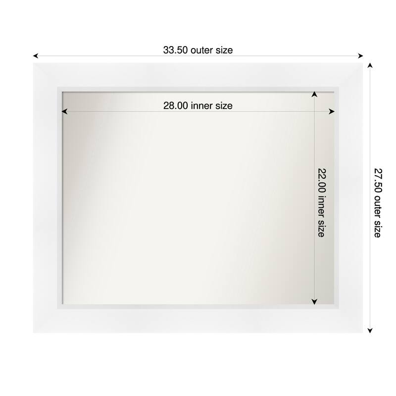 Sloped Non-Beveled Framed Bathroom Vanity Wall Mirror - 34 x 28 in - Sloped White