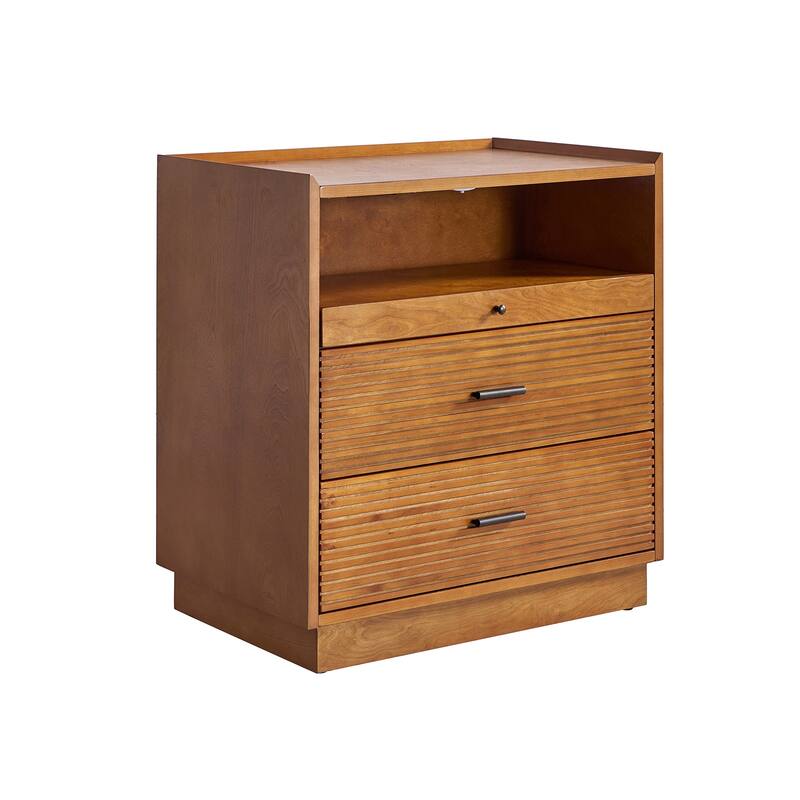 Lorenz Mid-century Modern End Table with Charge Station and LED Light by HULALA HOME