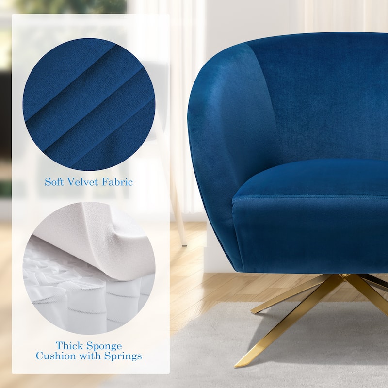 Modern Upholstered 360-degree Swivel Accent Chair Faux Leather Sofa Chair
