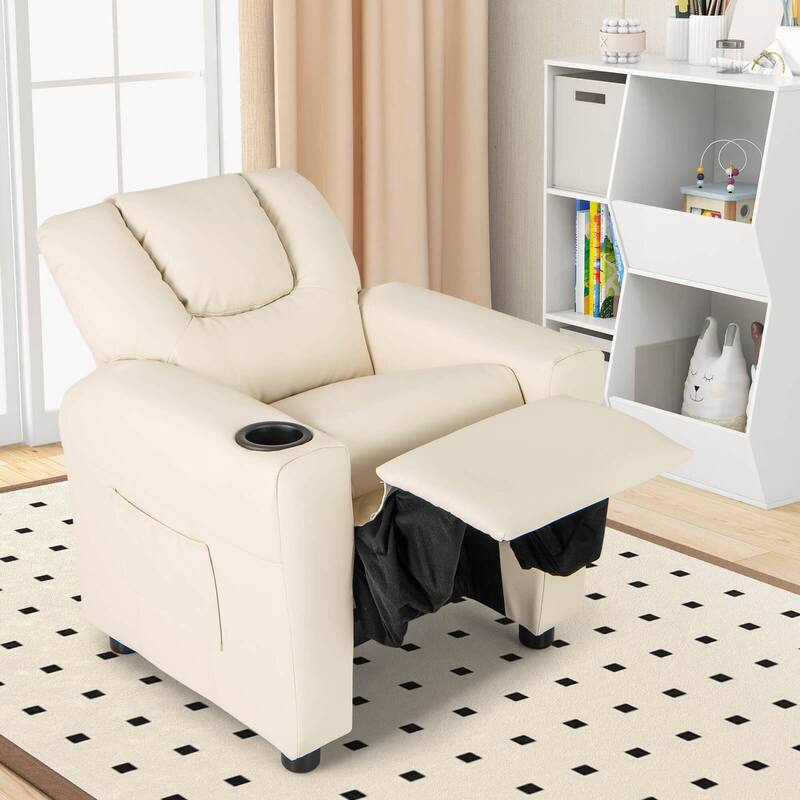 Costway Kids Recliner Chair with Cup Holder & Side Pocket Adjustable
