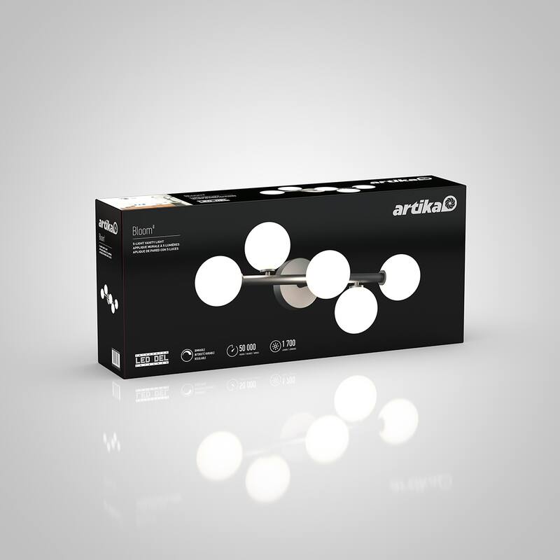 Artika Bloom 5 Light Bathroom Vanity Light, Matt Black