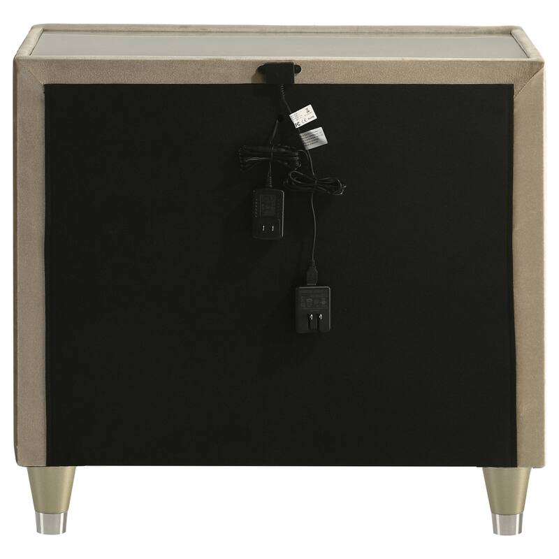 Lorient 2-drawer LED Nightstand with USB Ivory and Camel