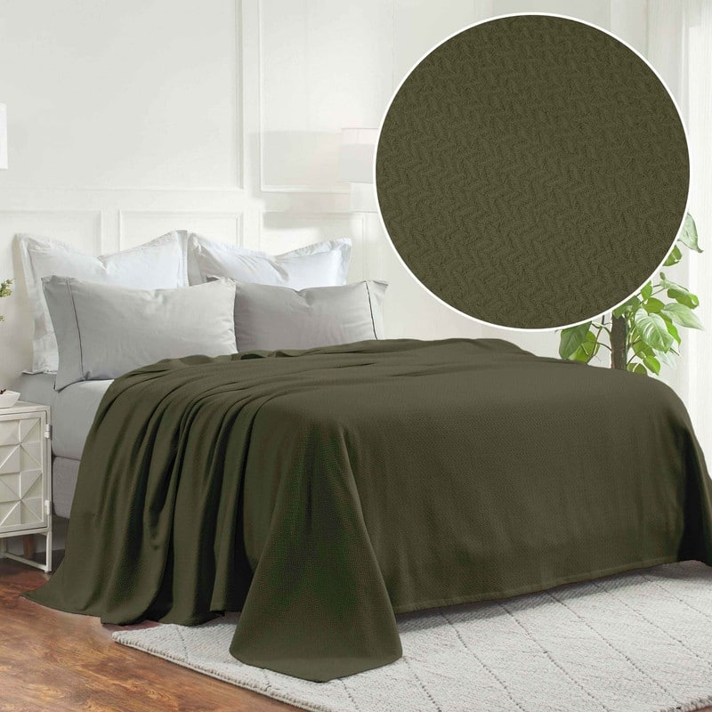 Superior Nobel Cotton Textured Chevron Lightweight Woven Blanket