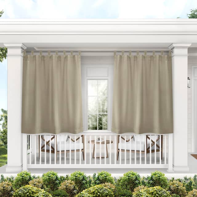 ATI Home Indoor/Outdoor Solid Cabana Tab Top Window Curtain Panel Pair - 54x144 - Taupe