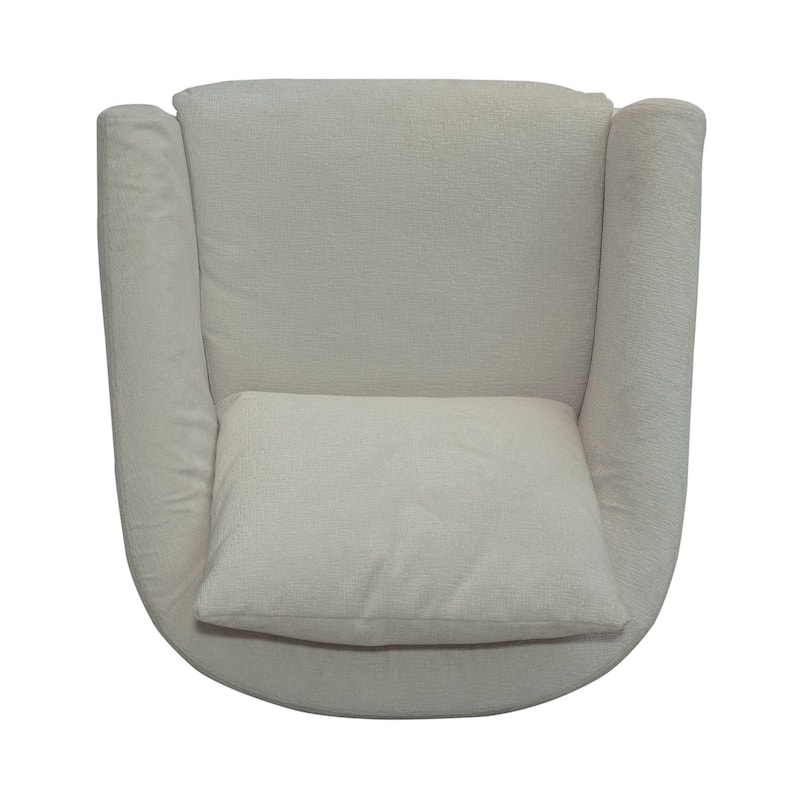 Saxton Ivory Upholstered Swivel Accent Chair - Width 35" x Depth 35" x Height 33"