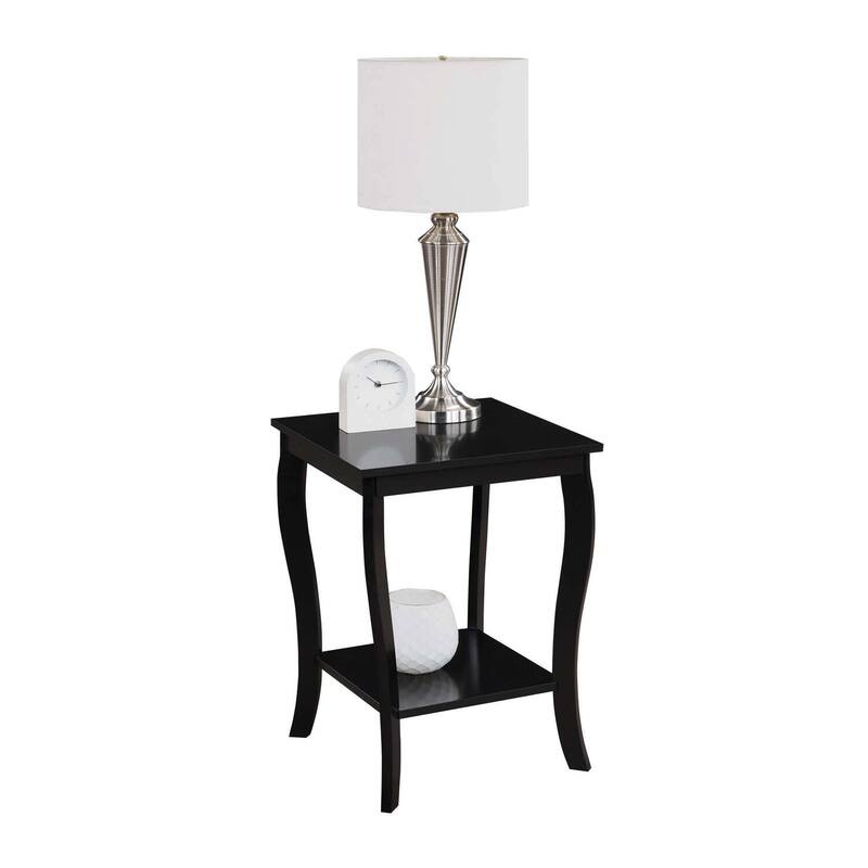 Square End Table with Two Tier Shelving, Classic Transitional Accent Side Table with Spacious Storage for Living Room Décor - 18
