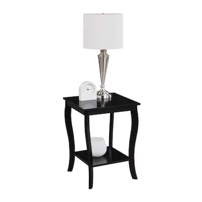 Square End Table with Two Tier Shelving, Classic Transitional Accent Side Table with Spacious Storage for Living Room Décor - 18