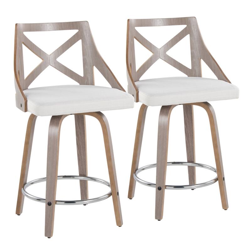 The Gray Barn Charlotte 24" Fixed-Height Counter Stool with Bent Wood Legs (Set of 2)