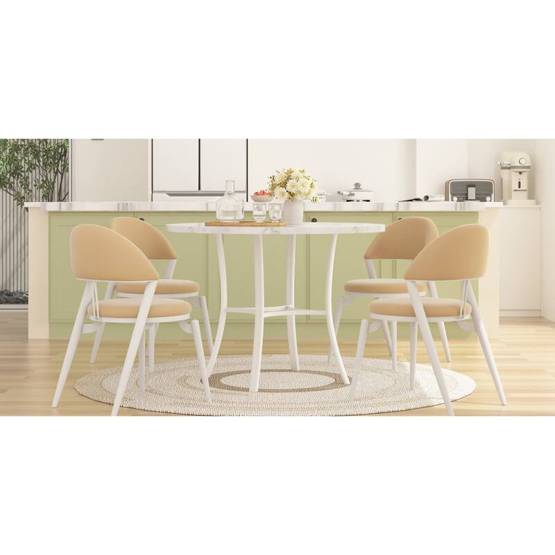 VECELO 36 Inch Round Dining Table for 4 with 400lbs Capacity Sturdy Curved Legs for Kitchen & Dining Room