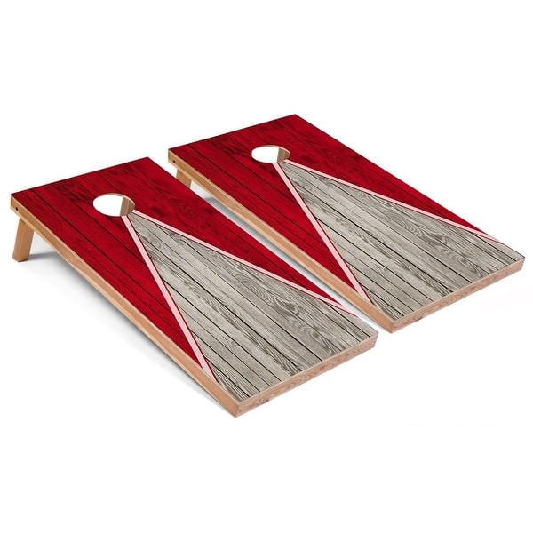 slide 2 of 6, Solid Wood Cornhole Boards - Red Triangle Design Premium 2x4 (24" x 48") - Include ALL Accessories
