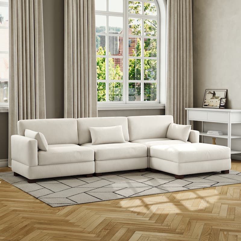 Oversized Corduroy Upholstered Modular Sectional Sofa for Living Room