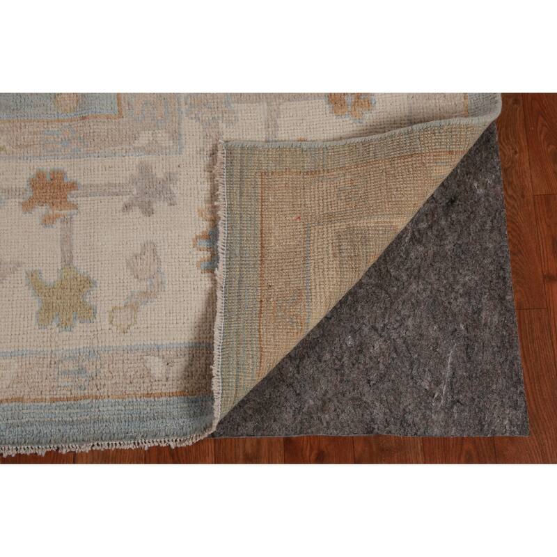 Hand Knotted Oriental 100% Wool Carpet Transitional All-Over Navy Blue & Blues Oushak Area Rug - 9' 11'' X 8' 4''