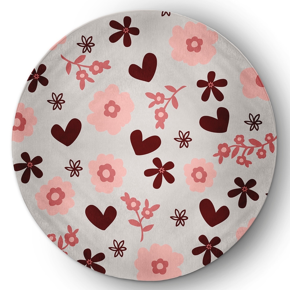 Flowery Love Valentines Chenille Indoor/Outdoor Rug