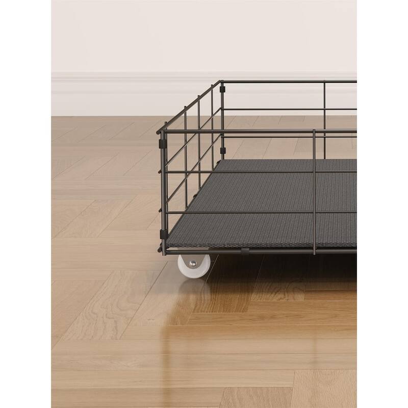 Stripe Upholstered Platform Bed with Wingback LED Headboard & 4 Large Capacity Sliding Drawer, Steel Slat Support Bed Frame