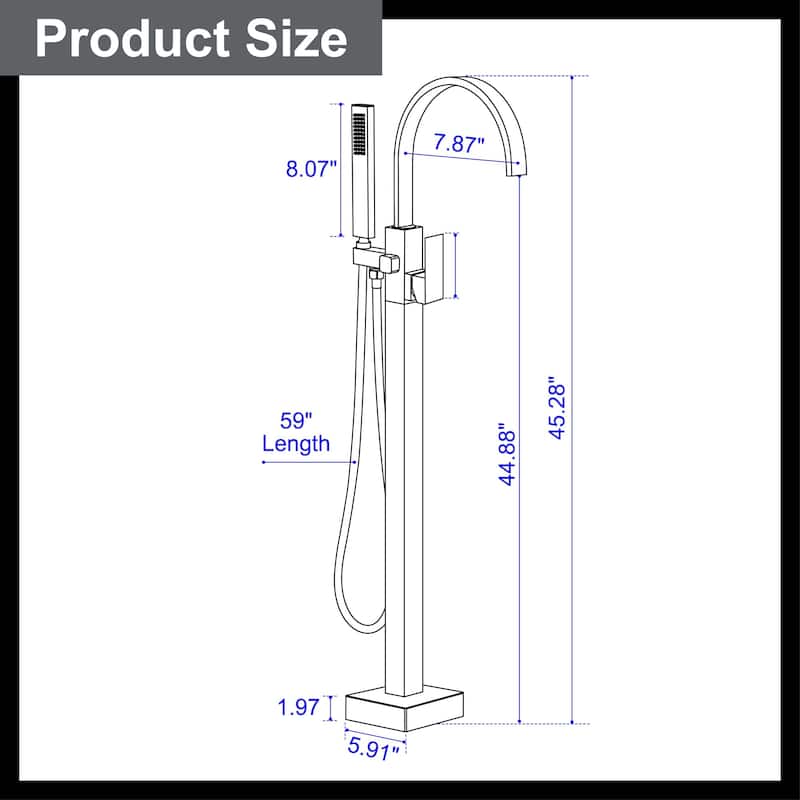Freestanding Tub Faucet With Hand Sprayer Floor Mount Roman Bathtub Faucet Modern Waterfall Tub Filler Trim With Handheld Showe